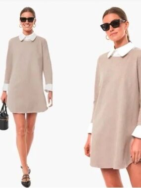Tuckernuck Beige Mini Dress with White Collar and Cuffs